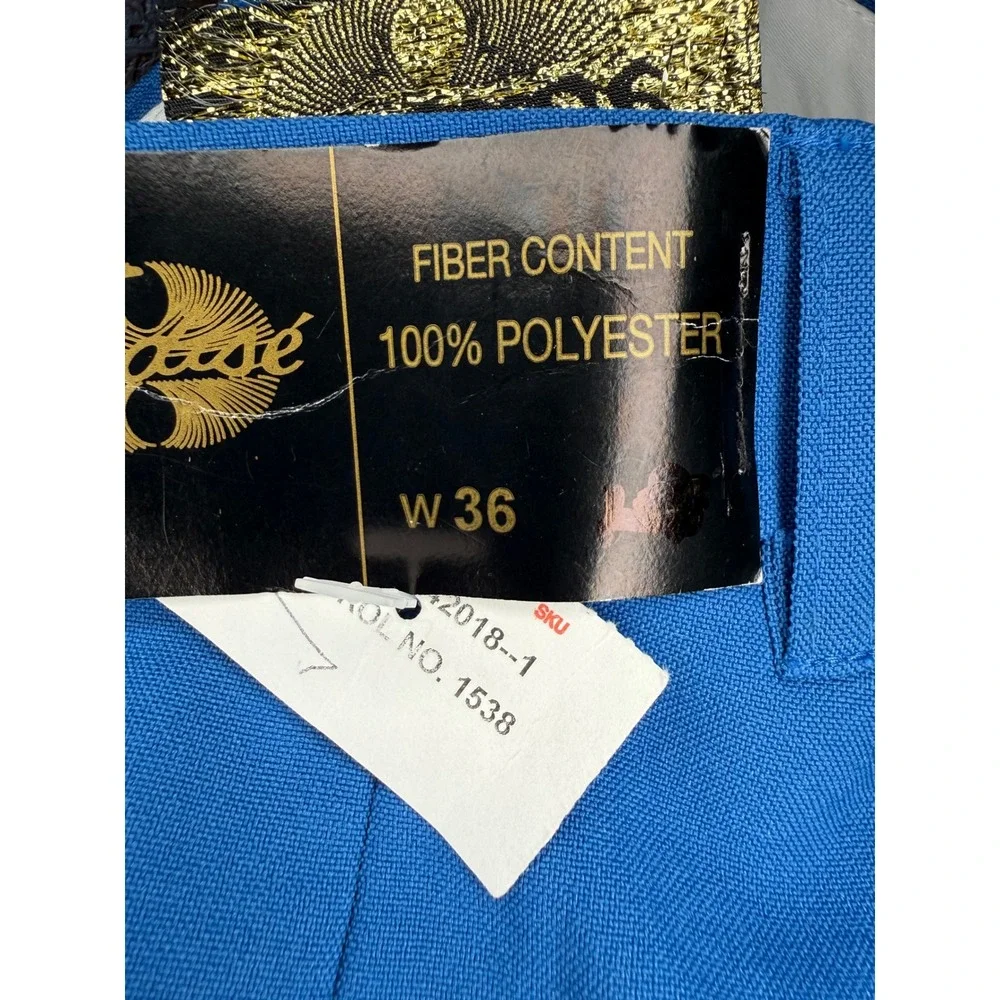 Vintage Style Mens Royal Blue Pleated Cuffed Dress Shorts Size 36 Polyester